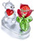 H&D HYALINE & DORA Crystal Bear Figurine With Red Rose,Glass Animal Collectible Ornament For Gift Home Table Decoration Valentines Day Gifts For Her