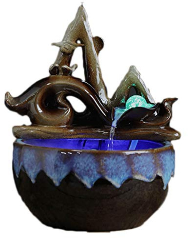 Tabletop Water Fountains Opening Gifts Ceramic Tabletop Water Fountain - Indoor Zen Desktop Relaxing Water Feature - Interior Spa and Yoga Decoration Indoor Fountain (Color : B)