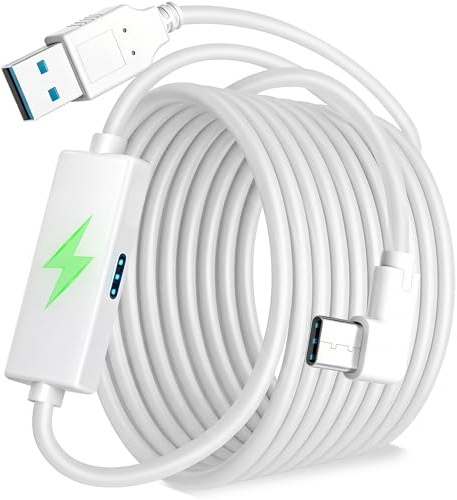 Kuject Cable Link 5m pour Meta Quest 3, avec Port de Charge séparé pour une Alimentation Ultra Durable, Câble USB 3.0 de Type A vers C pour Accessoire de Casque VR et jeu PC