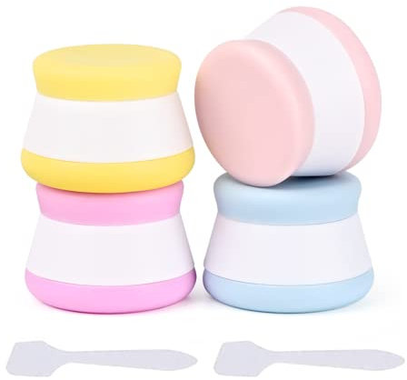 Travel Containers for Toiletries, 4pcs 20ml Portable Silicone Cream Jars Leak-proof Small Size Bottles Multi-function Travel Pots for Cosmetic Makeup Face Body Hand Cream Powder and Lotions BPA Free
