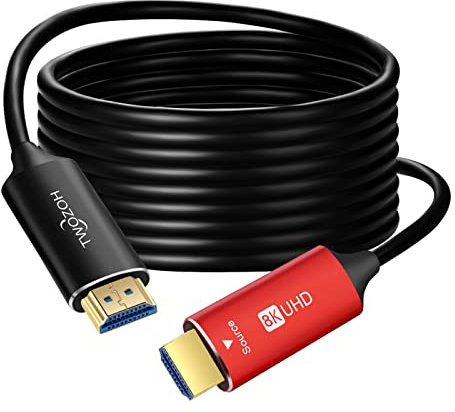 Twozoh 8K Glasfaser HDMI Kabel 20M, Hochgeschwindigkeits HDMI 2.1 Optisches kabel unterstützt 48Gbps 8K@60Hz, 4K@120Hz