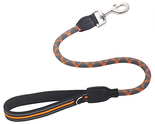 DONGKER Kurze Hundeleine, 80cm/31,5'' Seil-Verkehrsleine mit gepolstertem Griff, Hunde Trainingsleine Seil mit Reflektierenden Fäden für kleine, mittelgroße und große Hunde bis zu 40-110 LBS