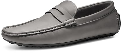Bruno Marc Penny Loafer Slip-on mocka körskor, Mörkgrått, 40.5 EU