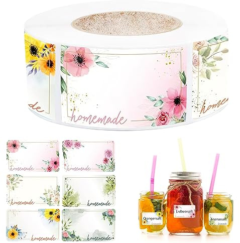 Lot de 500 étiquettes autocollantes pour confiture - Étiquettes autocollantes pour pots de confiture, pots à épices, bouteilles, bocaux de Noël