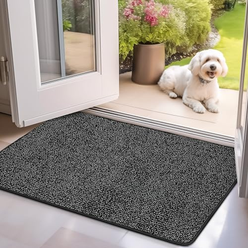 Mibao Schmutzfangmatte 60 x 90 cm, Sauberlaufmatte, Türmatte für Innen, rutschfeste Fussmatte, Super Saugfähige Willkommen Matte Teppich für Haustür, Hintertür, Schuhe und Pfoten, Schwarz | rutschfeste Fussmatte, Super Saugfähige Willkommen Matte Teppich für Haustür, Hintertür, Schuhe und Pfoten, Schwarz
