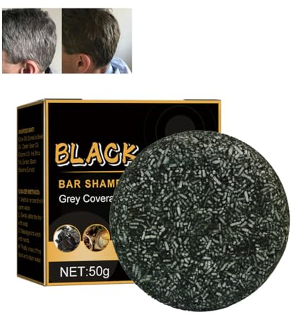 Jabón Negro, Champú Para Cubrir El Pelo Gris, Jabón Para Alisar Y Fortalecer El Pelo, Jabón Para Oscurecer El Pelo, Jabón Para Cubrir El Pelo Negro Para Hombres Mujeres (2PCS)