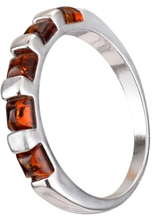 Bague en ambre – Argent sterling et ambre de la Baltique – Bijoux d'ambre pour femme, Métal, Ambre