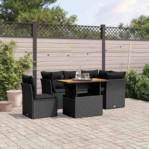 Rantry Garten-Sofagarnitur Ecksofa & Mittelsofa Set - Schwarz, PE-Rattan, 62x62x69 cm - UV-beständig Model3270831
