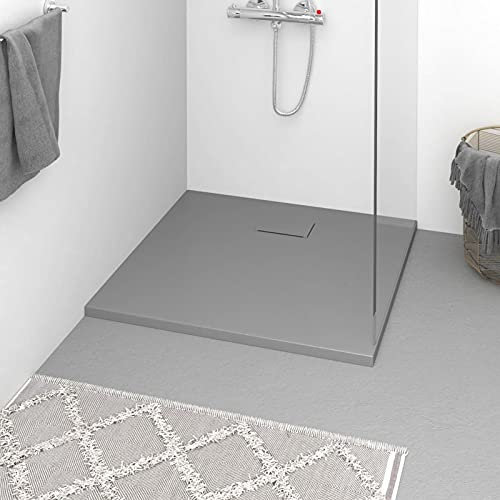 ARKEM Duschwanne SMC Grau 90x80 cm Duschkabine Komplett DuschrüCkwäNde