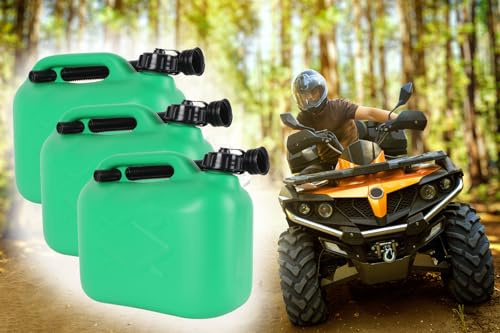 Benzinkanister Kraftstoffkanister 5 Liter mit flexiblem Ausgießer, Kanister Reservekanister Tankkanister PKW Auto Motorrad Boot, Menge:3