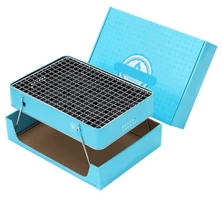 Holzkohlegrill Klein Outdoor Picknick Campinggrill Tischgrill Tragbarer Reisegrill Klappgrill Tischgrill Einweggrill Mit Kohle Set FüR Picknick, Garten, Terrasse, Camping, Reisen 32 X 22.5 X 13cm