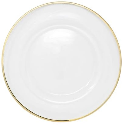WedDecor Decorative Clear Acrylic 1pc Charger Plate with Gold Trim, Perfect for Weddings, Parties, and Event Decoration, Clear Plates with Gold Edge for Stylish Table Settings