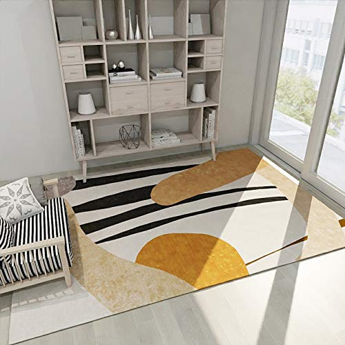 Teppich Gelbe Geometrie Flauschig Kurzflor,Mikrofaser Super Weich,Anti-Rutsch,Waschbar,Teppich Webteppich Für Wohnzimmer,Flur,Schlafzimmer Teppichläufer 120X160Cm