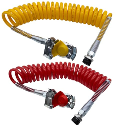 SERTPLAS M22 - Rullo ad aria compressa, tubo a chiocciola M22 con protezione antipiega giallo e rosso incl. testa frizione m22 rosso senza valvola, testa frizione m22 giallo senza valvola, per