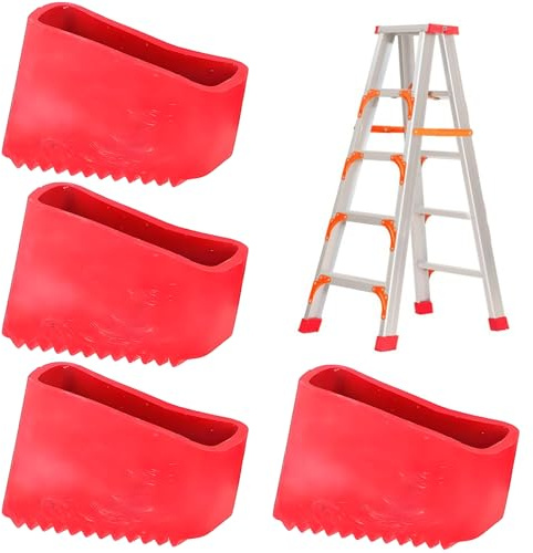 IUSOT 4 Stück Leiterfüße 50 x 20 mm (Rot), Gummifüße für Leitern, Hochwertige Gummi Leiterfüße, Fußkappen/Schutzkappen für Leitern, Universal Ersatzfußabdeckungen für Leiter Füße