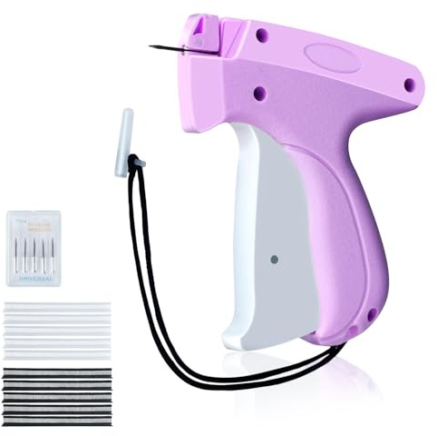Snabb klädfixare, mini stygnmärkningspistol för kläder, täckesfixering levereras med 5 nålar, 500 svart och 500 vit 5 mm mini fästanordningar, mikrostitchpistol för kläder, omedelbar