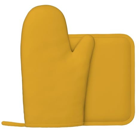 Lot de 2 gants de cuisine et maniques en silicone jaune naturel antidérapants résistants à la chaleur pour la cuisine