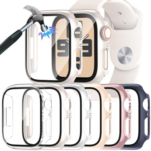 YJLink 6 Stück Schutzhülle für Apple Watch Series 11/Series 10 42mm Hülle,Hard PC Gehäuse Mit Glas Displayschutz,Schutzfolie Gesamtblasenfreie für iWatch Series 11/10 Zubehör 42 mm