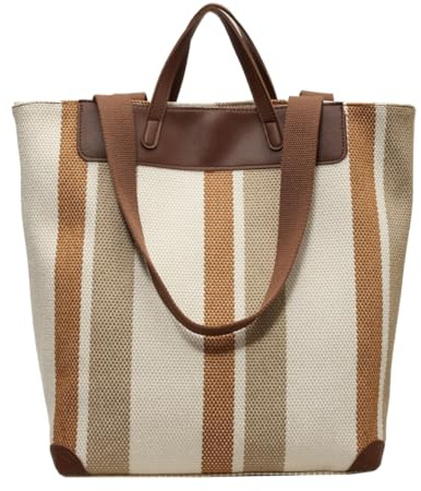 HFLZBRO Borsa da lavoro grande da donna – Borsa a tracolla in tela per ufficio e uso quotidiano, borsa a spalla con ampio spazio di archiviazione (Bianco, 13 large)