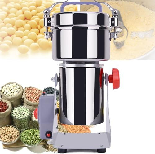 ylpddmm 1000g 2000g 2500g 4500g Mulino per Cereali，Mulino Elettrico in Acciaio Inox Graingrinder e Motore Commerciale macinare Pietra Grano per Spezie Cereali Erbe caffè,2000g