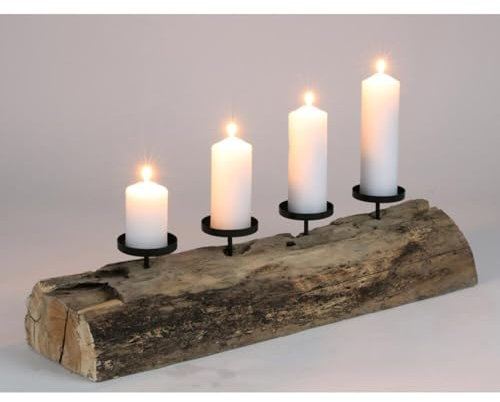 BURI XXL Kerzenhalter Holz 70cm Weihnachtsdeko Kerzenständer Adventskranz länglich Deko