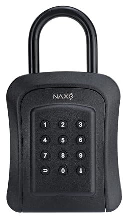NAXO XOB EU Caja de Seguridad para Llaves, Cerradura Inteligente, Armario, Pared, Negro, Caja Fuerte Llavero, Porta Llaves, Exterior Digital Bluetooth Codigo Pin WiFi Requiere Pasarela Puente WiFi