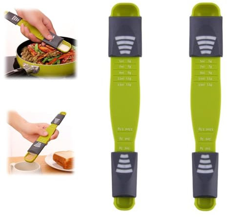 ITETONE Cuchara medidora Ajustable con Escala Ajustable de Doble Extremo, báscula de Cuchara medidora de Alimentos de Alta precisión, Cuchara medidora de 1/8 cucharadita 2pcs