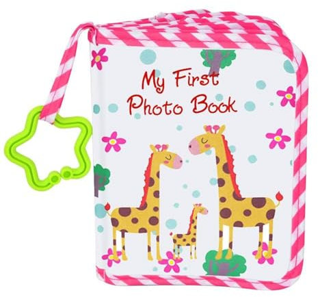 Fotobuch Weiches Soft-Bilderbuch Baby-Fotoalbum, Fotobücher Für Kleinkinder,Baby Fotoalbum,Fotobuch Aus Weichem Stoff,Baby Stoffalbum,Erstes Fotoalbum Aus Weichem Stoff, 17x13cm Rot/Grün