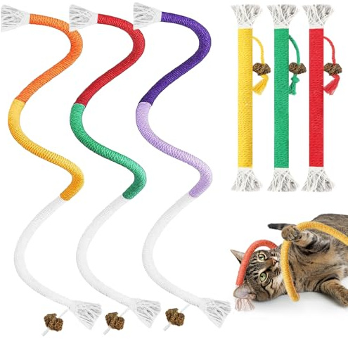 Tocirelo Cat Chew Rope Toy - 6Pack Cotton Cat Chew Toy for Teeth Cleaning, Interactive Kitten Teething Toys to Redirect Chewing from Cord, Cat Nip String Dental Toys for Bored Indoor Cats, 19.7inch
