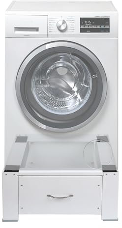 KMDZDZGS Waschmaschinen Untergestell mit Schublade, Stabiler Podest für Waschmaschine und Trockner, 62,5×54,5×32,5 cm, Robuster Waschmaschinensockel, Ideal für Waschmaschinen und Trockner
