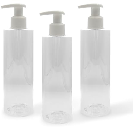HR Hogar - Botellas Dispensadoras con Dosificador Rellenables, 250 mL - Hecho en España - Dispensadores de Plástico Pet 100% Reciclable
