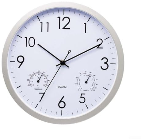 SMZhomeone Orologio da parete con termometro e igrometro, funzionamento silenzioso per vivere lo stress