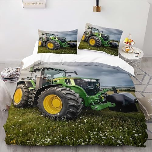 Zbeiba Traktor Bettwäsche 155x220,Bettwäsche Sets,Mikrofaser Bettbezug + 2 Kissenbezug（155x220+2 * 50x75,Sti8）