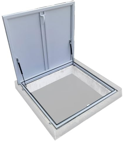 Taklucka i Aluminium, Takfönster och Takfönster med Låshandtag, Fyrkantig Vindslucka, Säkerhetsdörr i Stål för Nödöppning, Brunnslock, Källarlock(White,60x60cm/24x24in)
