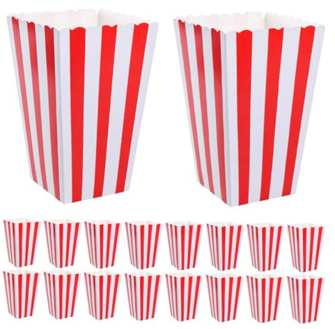 VALICLUD 48 Stück Popcorn Boxen Rot Gestreift aus Dickem Papier Stabile Snackbehälter Fettresistent Vielseitig für Kino Geburtstag Karneval und Partyveranstaltungen Leicht