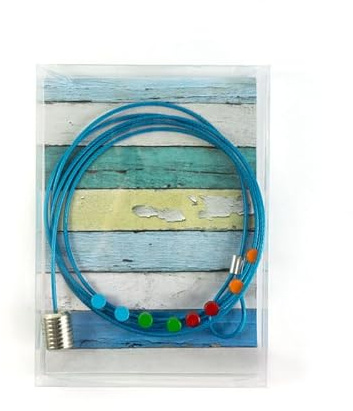Kraftheld | Fotoseil 150cm mit 8er Set Deko-Magnete Steely Blue | Scheiben-Magnete bunt, dekorativ | Blaue Fotoleine mit bunten Magneten für Fotos | Magnet-Deko als Geschenk