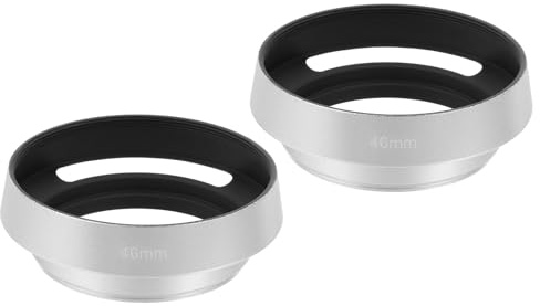 PATIKIL 2 Pezzi 46mm Paraluce Universale In Metallo Traforato Argento | Curvato Avvitabile, Per Fujifilm Per Nikon Per Pentax, Paraluce