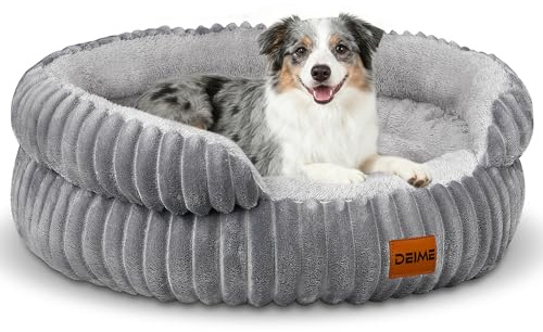 DEIME Orthopädisches Hundebett, Kuscheliges Rundes Hundebett Waschbar, Hundesofa mit Abnehmbarer Unterlage für Beidseitige Verwendung, Hundekörbchen Rutschfest Hundekissen für Kleine Mittelgroße Hunde