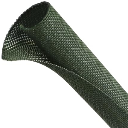 Automotive Wire Loom Tubing, Split Braided Cord Protectors from Pets No Chew, Flexible Cable Sleeve Cable Management for TV/Computer/Electric Wires (Deep Green, 3/8-10ft)