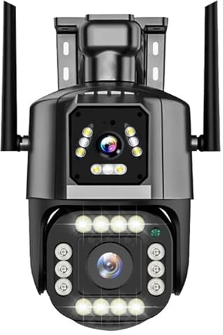 BINGNU Telecamere di sicurezza, Telecamera IP 4G/WiFi 4MP 4K Doppio obiettivo schermo Monitor di rete Smart Home Telecamere CCTV PTZ for esterni Protezione sicurezza per la casa(WiFi Cam No Card)