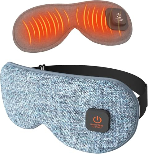 Cordless Heated Eye Masks for Dry Eyes|Eyes Fatigue|Warm Eye Compress and Improved Sleep,Buit-in 1000mAh Battery, 3-Speed Temperature,Detachable Cleaning,Replaceable Shell,Gift(Blue)