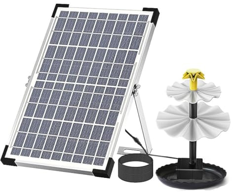 Fontana per uccelli a 3 livelli a energia solare da 10 W con funzione cascata, teste di spruzzo regolabili, struttura in ABS, per giardino ed esterno
