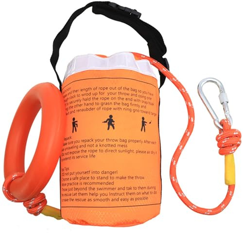 Corda di salvataggio, dispositivo di galleggiamento lanciabile, sacca da lancio per corda per barca di salvataggio in acqua 8 mm con attrezzatura di sicurezza di emergenza di lunghezza 69 piedi per b