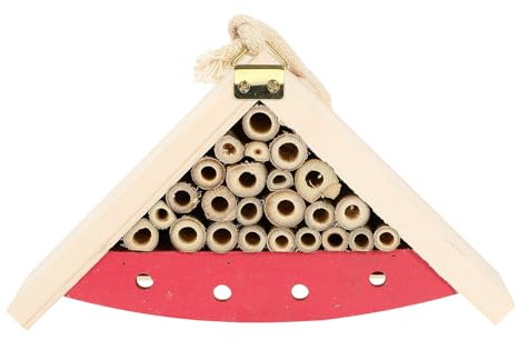 TEHAUX Hängendes Bienenhaus und Eisen mit Seil Dekoratives Insektenhaus für Garten Einfach zu Benutzen Unterschlupf für Bienen und Insekten im Freien