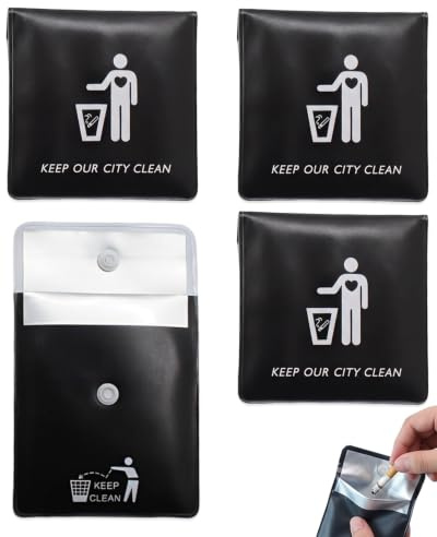 BTACGWP Lot de 4 Pochettes Noires à Cendres de Poche Antiodorat, Revêtement Ignifugé & Étanche, Sac Compact pour Capturer Cendres sans Odeur ni Fuite, Idéal pour Déplacements Discrets