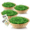 com-four® 4X paniers de Pâques avec des Couleurs décoratives d'herbe et d'œuf - paniers de Pâques avec de l'herbe Verte - Panier en Raphia avec de l'herbe de Pâques (Set Nature Marron 1)