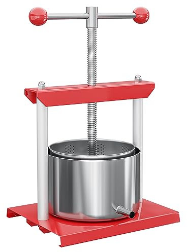 Wiltec Obstpresse 3L Weinpresse aus Stahl Edelstahlkorb Fruchtpresse mit 2-armigen Drehgriff Saftpresse Beerenpresse