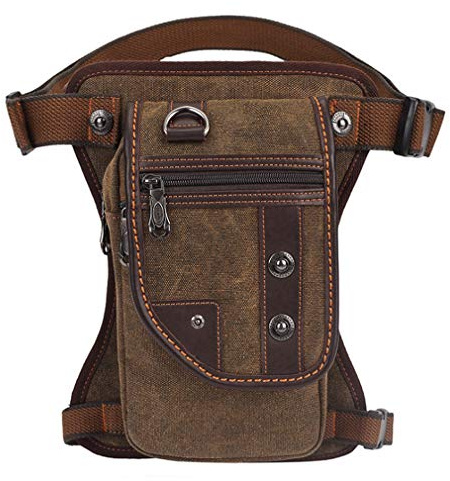 Xieben Canvas Drop Leg Bag per Uomo Donna Marsupio Moto Bike Multi-Purpose Coscia Vita Fanny Pack Uomo Viaggi Equitazione Pesca Escursioni Ciclismo All'aperto Pouch Marrone