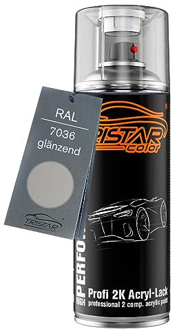 TRISTARcolor RAL 7036 Platingrau glänzend 2K Acryl Spraydose Sprühdose Spritzlack Sprühlack 400 ml schnelltrocknend