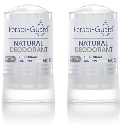 Perspi-Guard 100% Natural Deodorant for Men & Women, Vegan, Aluminium Free Deodorant Made from Tawas Crystals to Prevent Sweat & Odour, 60 g, 2-Pack